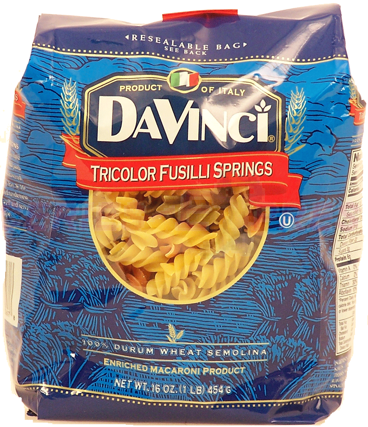 Da Vinci&nbsp;&nbsp;tricolor fusilli springs dry pasta Full-Size Picture